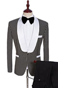 New Arrival Black And White Dot Shawl Lapel Prom Men Suits