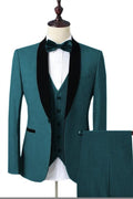 Glamorous Turquoise 3 Pieces Shawl Lapel Prom Suits With Vest