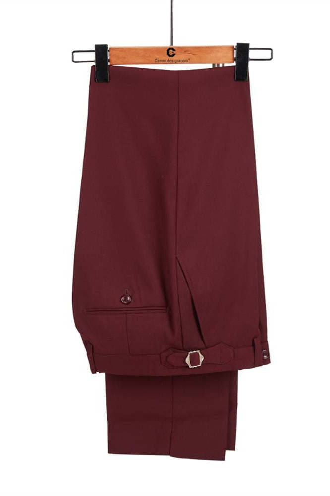 Stylish Burgundy And Black Double Breasted Men's Prom Suits