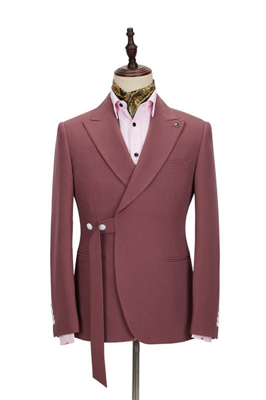 Fashion Rust Peaked Lapel Slim Fit Prom Men Suits