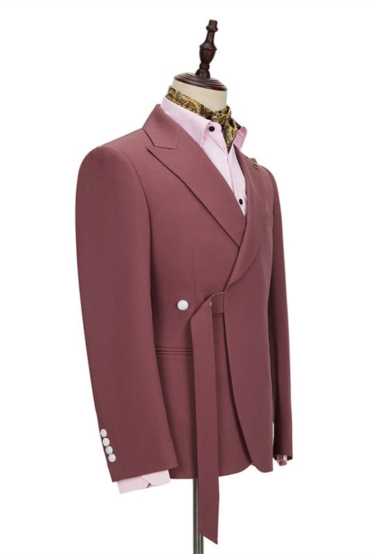 Fashion Rust Peaked Lapel Slim Fit Prom Men Suits