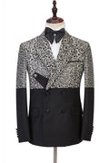 Cool Leopard Print Black Double Breasted Men Suits