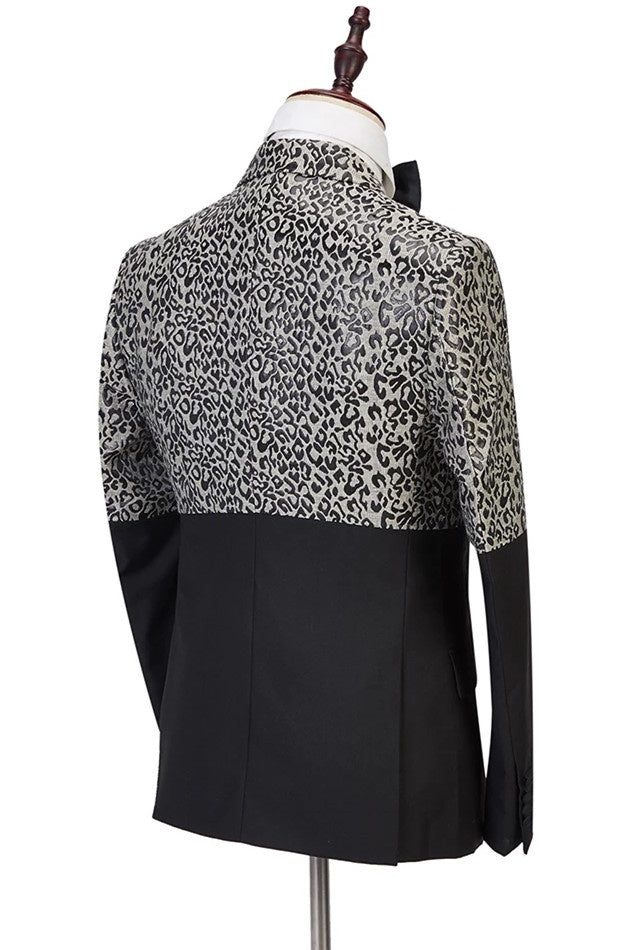 Cool Leopard Print Black Double Breasted Men Suits