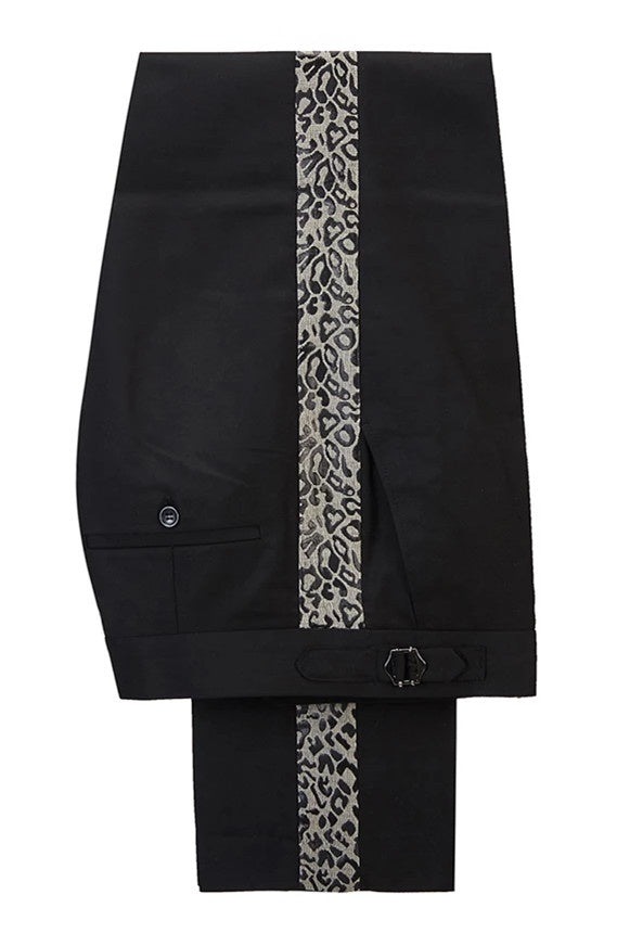 Cool Leopard Print Black Double Breasted Men Suits