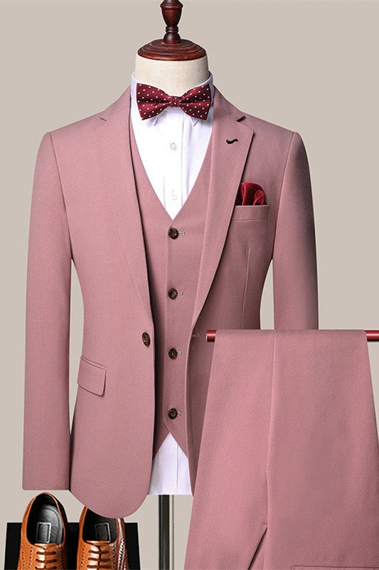 Charming Dusty Pink 3 Pieces Notched Lapel Prom Men Suits