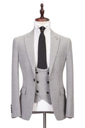 Classy Light Gray 3 Pieces Slim Fit Men's Business Suits