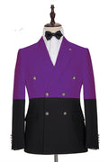Stylish Purple And Black Double Breasted Men's Prom Suits