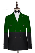 Stylish Green And Black Double Breasted Men's Prom Suits
