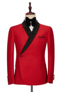 Fashion Red Shawl Lapel Slim Fit Men Suits for Prom