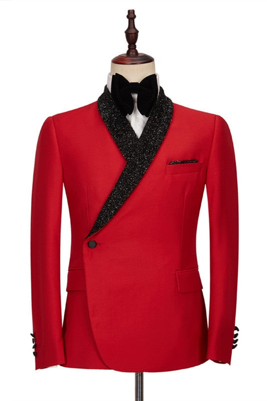 Fashion Red Shawl Lapel Slim Fit Men Suits for Prom