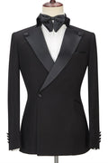 Stylish Black Slim Fit One Button Men Suit