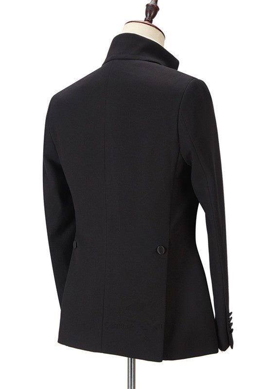 Stylish Black Slim Fit One Button Men Suit