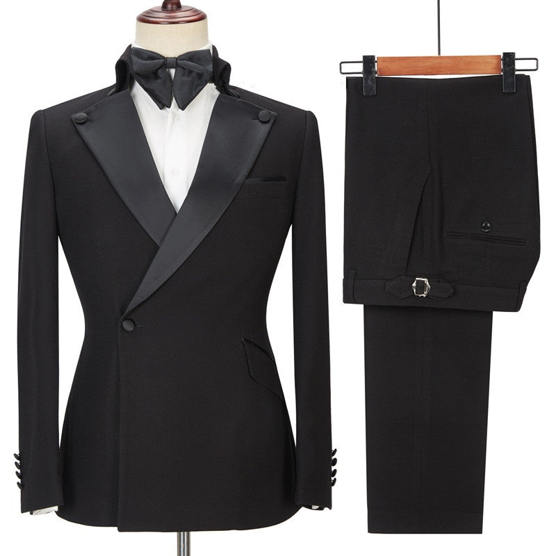 Stylish Black Slim Fit One Button Men Suit