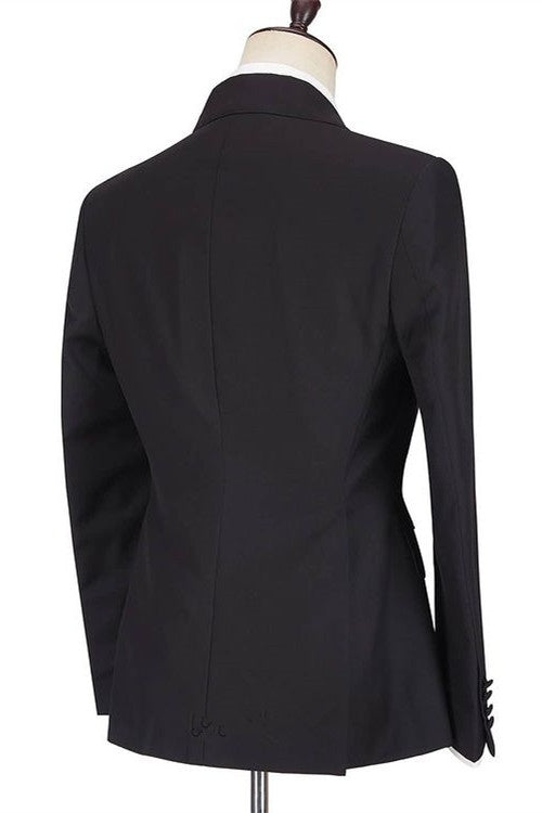 Trendy Black Peaked Lapel Formal Business Suits