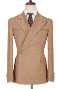 Chic Light Brown Peaked Lapel Business Men Suits