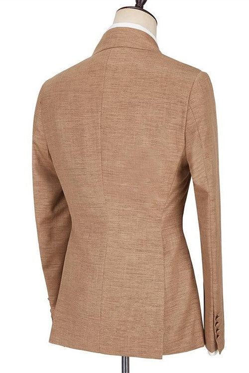 Chic Light Brown Peaked Lapel Business Men Suits
