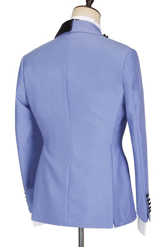 Fashion Blue Peaked Lapel Slim Fit Bespoke Men Suits