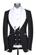 Mild Black 3 Pieces Shawl Lapel Wedding Suits With Vest
