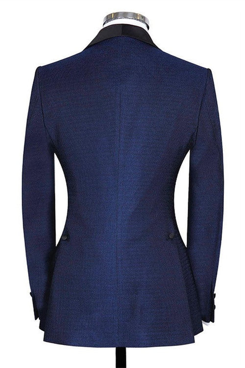 Elegant Navy Blue 3 Pieces Close Fitting Wedding Men Suits