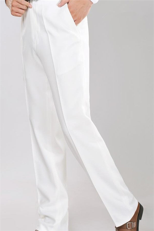 Trendy White Jacquard Shawl Lapel Men's Wedding Suits