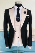 Chic Black 3 Pieces Peaked Lapel Prom Suits With Vest