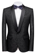 Fancy Black Jacquard Shawl Lapel Wedding Men Suits