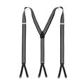 Y-Back Black And White Striped Suspenders For Men