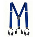Royal Blue Y-Back Leather Button End Suspenders For Men