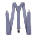 Gray Y-Back Clip On Adjustable Suspenders For Men