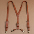 Brown Full Leather Y-Back Vintage Men's Suspenders