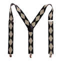 Stylish Khaki Plaid Y-Back Clip Suspenders For Men