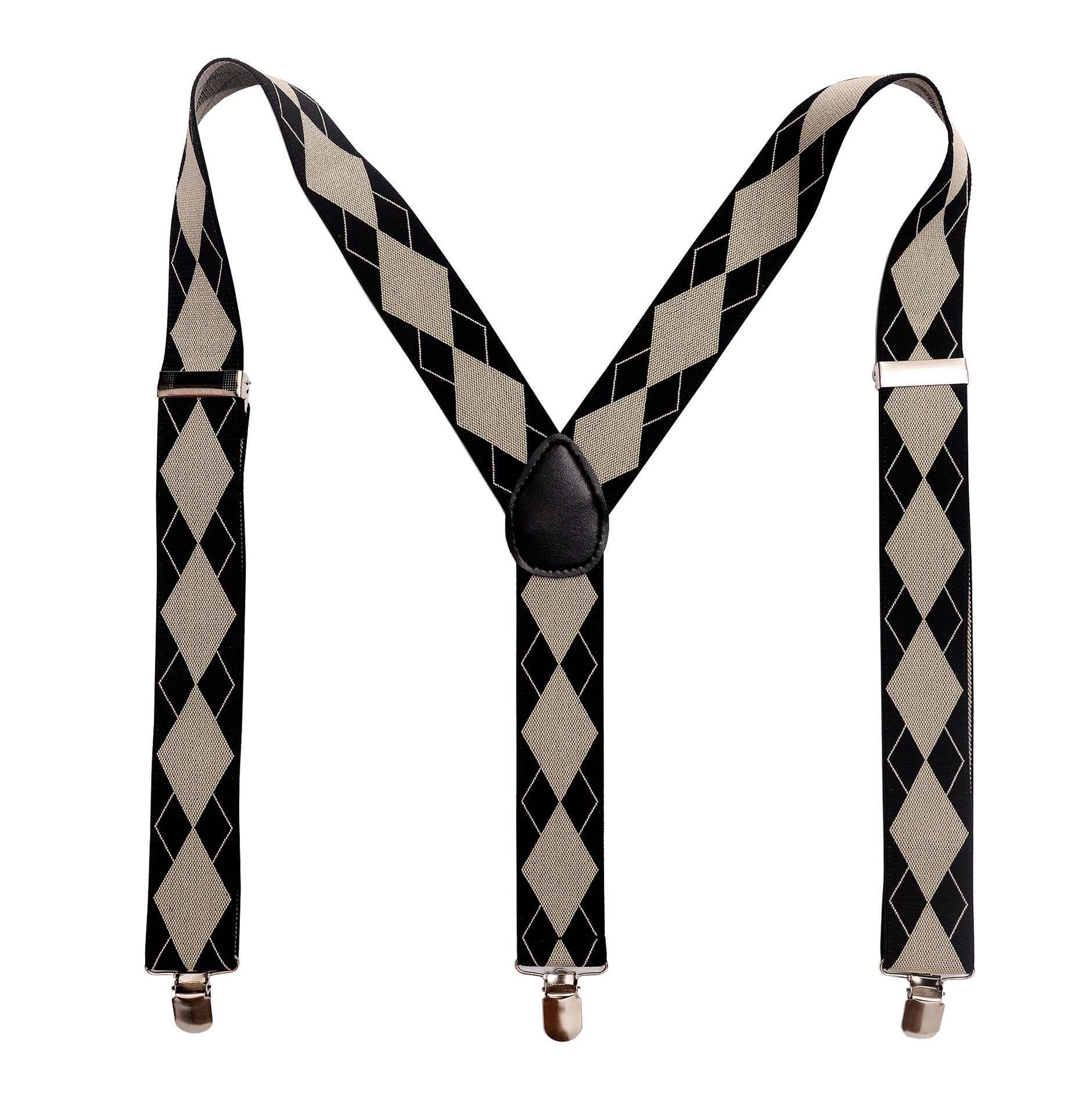 Stylish Khaki Plaid Y-Back Clip Suspenders For Men