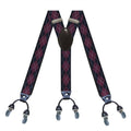 Black Red Plaid Y-Back Adjustable Clip-On Suspenders For Men