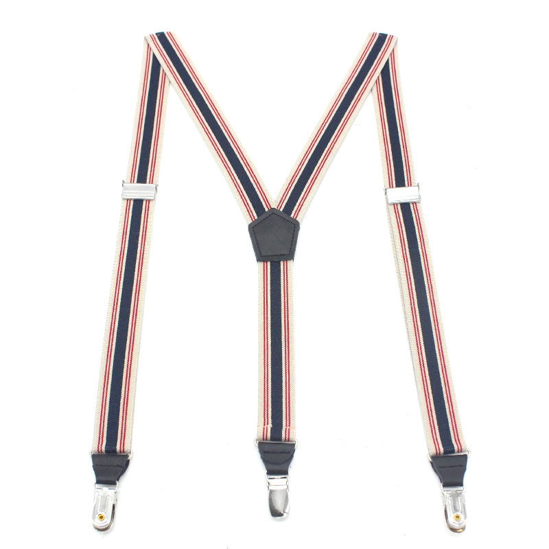 Fashion Striped Y-Back Clip-On Men's Suspenders
