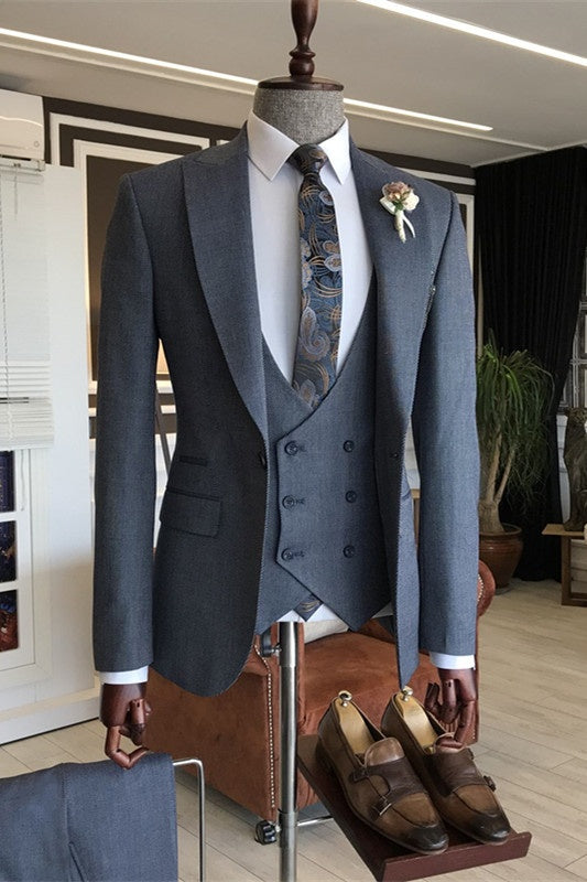 Bespoke Dark Gray 3 Pieces Close Fitting Business Suits
