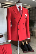 Stylish Red Peaked Lapel Double Breasted Prom Men Suits