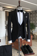 Bespoke Black 3 Pieces Slim Fit Men's Suits For Prom