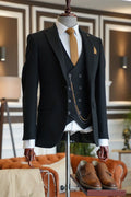 Fashion Black 3 Pieces Best Fitted Men's Suits For Business