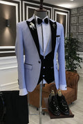 Fashion Violet 3-Pieces Black Lapel Slim Fit Prom Men Suits