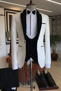 Mild White Shawl Lapel 3 Pieces Slim Fit Wedding Suits