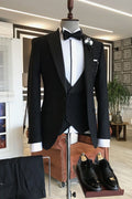 Formal Black 3 Pieces Close Fitting Business Men Suits