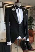Stylish Black 3 Pieces Close Fitting Formal Men Suits