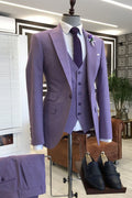Mild Purple 3 Pieces Peaked Lapel Close Fitting Prom Suits