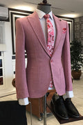 Glamorous Pink One Button Slim Fit Prom Men Suits
