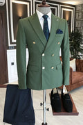 Glamorous Dark Green Double Breasted Prom Suits