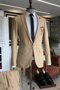 Trendy Brown Peaked Lapel One Button Slim Fit Prom Men Suits