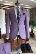 Newest Purple Peaked Lapel Slim Fit Men Suits For Prom
