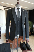 Traditional Black 3-Pieces Slim Fit Bespoke Men Suits For Business