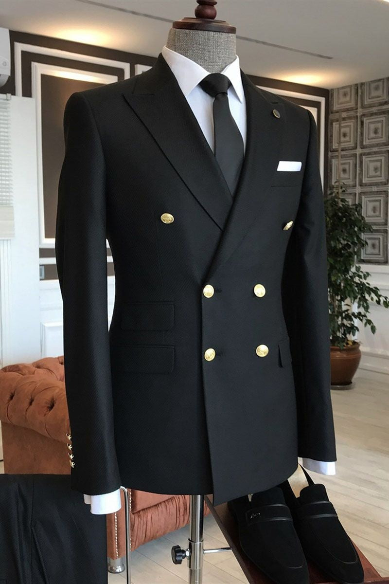 Popular Black Double Breasted Best Fitted Business Suits