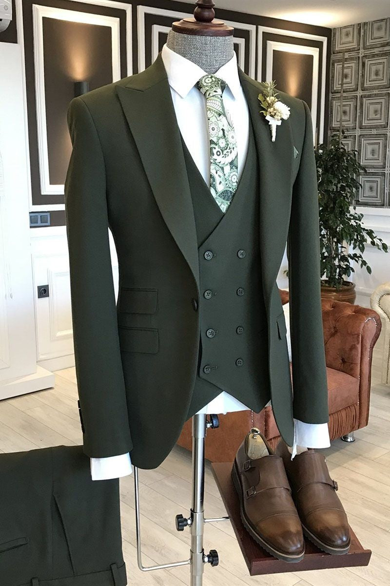 Stylish Dark Green 3 Pieces Close Fitting Prom Suits